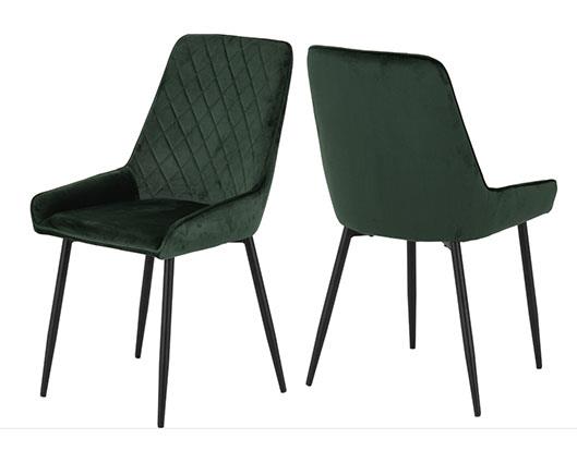 QUEBEC WAVE & AVERY DINING SET (X4 CHAIRS) - MEDIUM OAK EFFECT/EMERALD GREEN VELVET