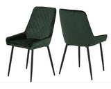 QUEBEC WAVE & AVERY DINING SET (X4 CHAIRS) - MEDIUM OAK EFFECT/EMERALD GREEN VELVET