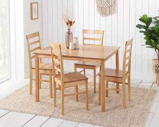 Cottesmore Dining Set with 4x Upton Chairs Oak