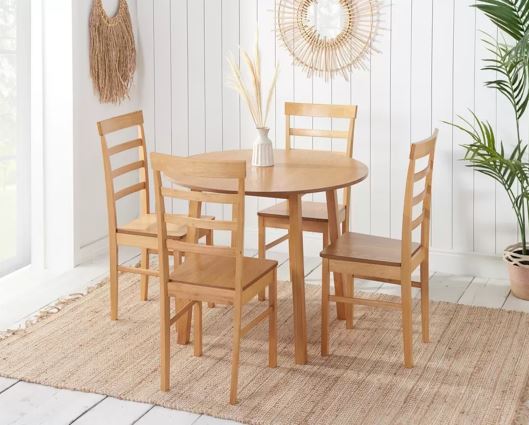 Pickworth Dining Set with 4x Upton Chairs Oak