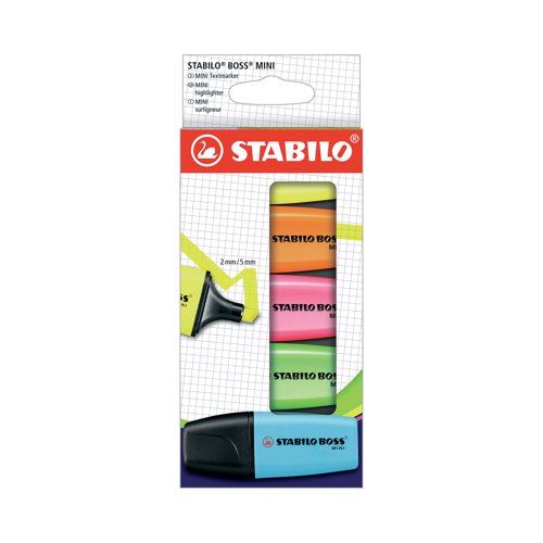 Stabilo Boss Mini Highlighters Card Wallet Assorted (Pack of 5) 07&#47;5-2-01