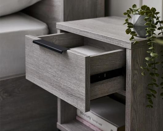 Bali 1 Drawer Bedside Grey Oak
