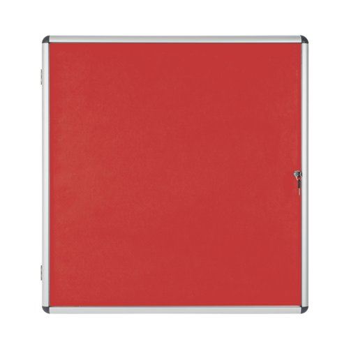 Bi-Office Enclore Display Case Red Felt Acrylic Aluminium Frame 12xA4 VT660105150