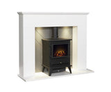 Corinth in White & Grey with Lights plus Hudson Stove