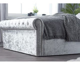 Sienna Small Double Ottoman Bed - Crushed Velvet Silver