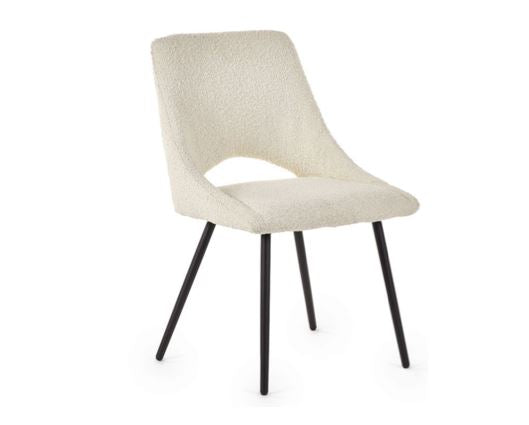 SET OF 2 IRIS BOUCLE DINING CHAIRS - IVORY