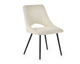 SET OF 2 IRIS BOUCLE DINING CHAIRS - IVORY