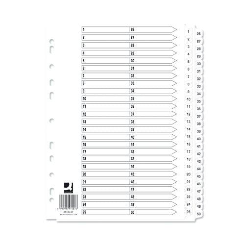 Q-Connect A4 1-50 Mylar Index (10 Pack) KF97057Q