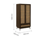 Croxley 2 Door 1 Drawer Rattan Wardrobe - Walnut