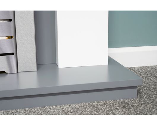 Adam Dakota Fireplace in Pure White & Grey with Helios Electric Fire In Brushed Steel 39 Inch