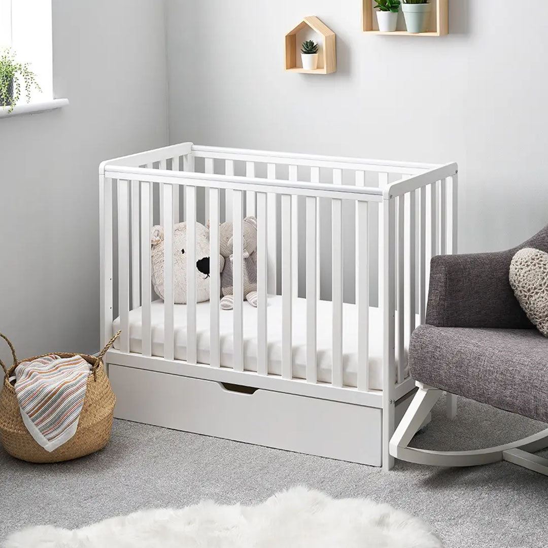 Bantam Space Saver Cot, Under Drawer & Eco Plus Foam Mattress-White