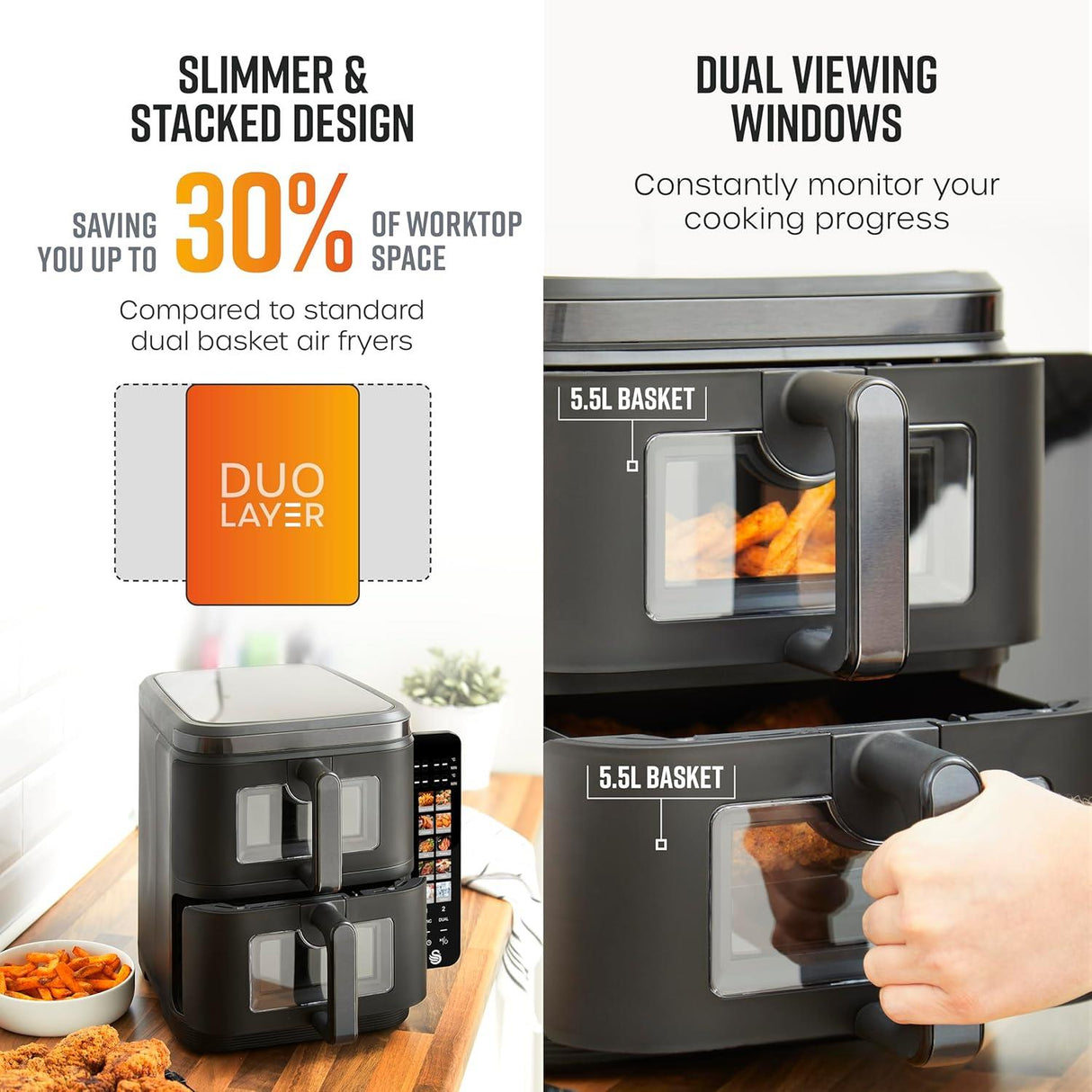 Swan 11L Duo Layer Air Fryer Black