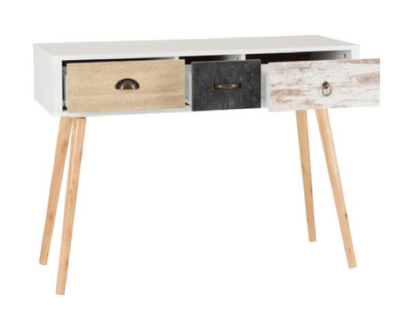 Nordic 3 Drawer Occasional Table - White/Distressed Effect