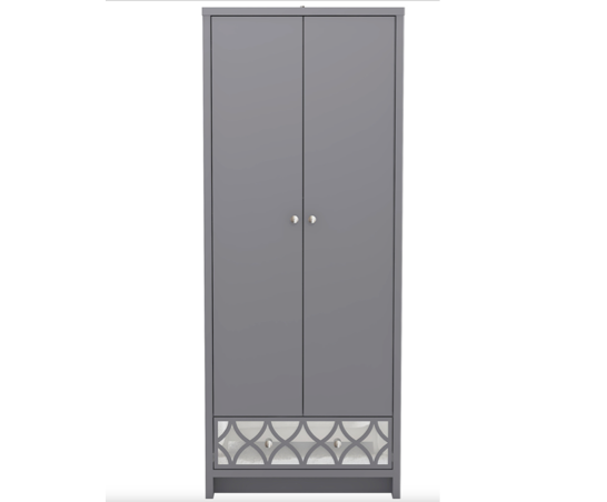 Arianna 2 Door 1 Drawer Wardrobe Cool Grey