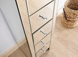 Mirrored 5 Drawer Slim Chest Clear Glass