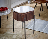 Opal Mango Wood Bedside Table With Marble Top & Metal Legs