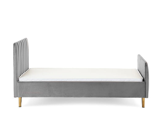 Gatsby Velvet Single Bed - Grey