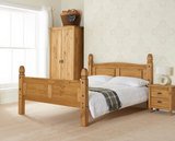 Corona High End Double Bed - Pine