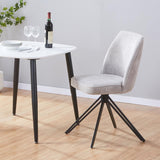 Aspen swivel dining chairs, light grey cord fabric with black metal legs (pair)