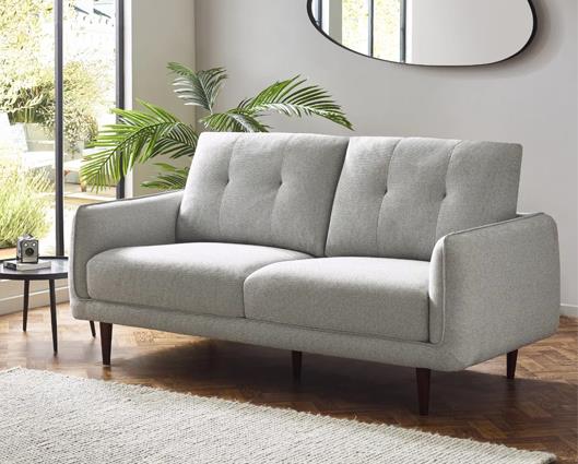 Remy Fabric 3 Seater Sofa Light Grey