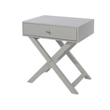 X Leg 1 Drawer Bedside Cabinet-Light Grey