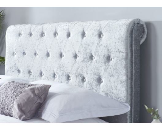 Sienna Small Double Ottoman Bed - Crushed Velvet Silver