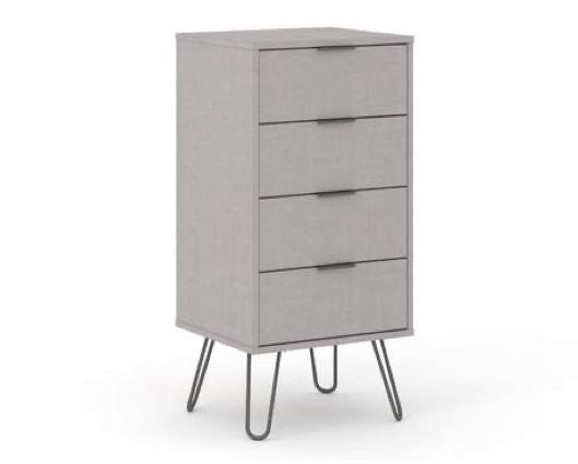 Augusta Grey 4 Drawer Narrow Chest of Drawers