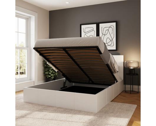 End Lift Ottoman Small Double Bed - White