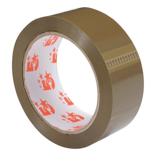 5 Star Office Packaging Tape Polypropylene 38mmx66m Buff (Pack of 6)