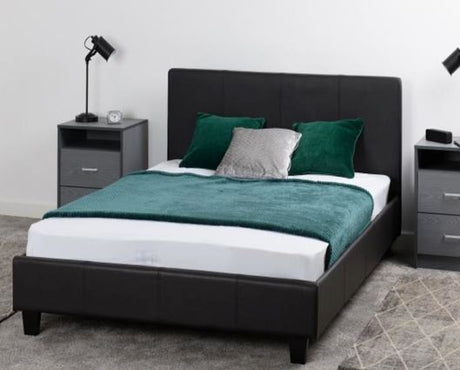 Prado Double Bed - Black Faux Leather