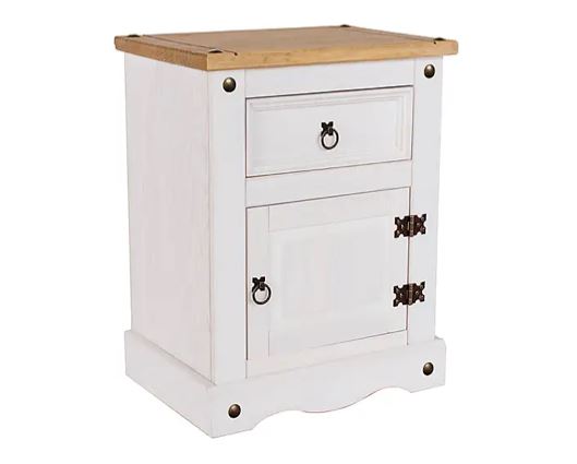 Corona White 1 Door, 1 Drawer Bedside Cabinet