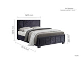 Hannover Small Double Bed - Black Crushed Velvet