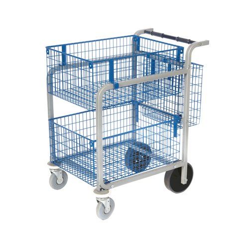 GoSecure Heavy Duty Mail Trolley 2 x Wire Baskets MT3