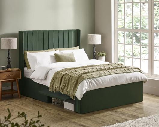 Leila Dual Storage Door Bed Bottle Green - King