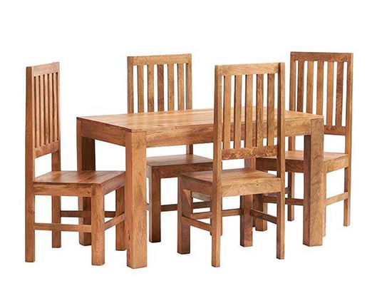 Toko Light Mango 4 FT Dining Set with Wooden Chairs
