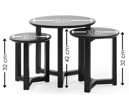 Nidri Nest of 3 Tables Black