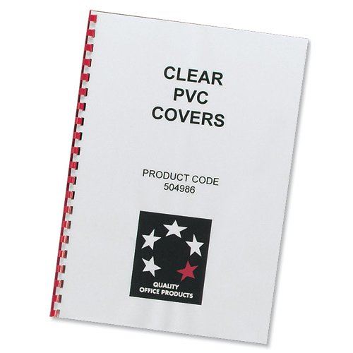 5 Star Office Comb Binding Covers PVC 150 Micron A4 Clear (Pack of 100)