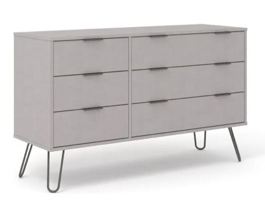 Augusta Grey 3+3 Wide Chest of Drawers
