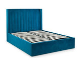 Langham Scalloped Headboard Ottoman Double Bed - Teal