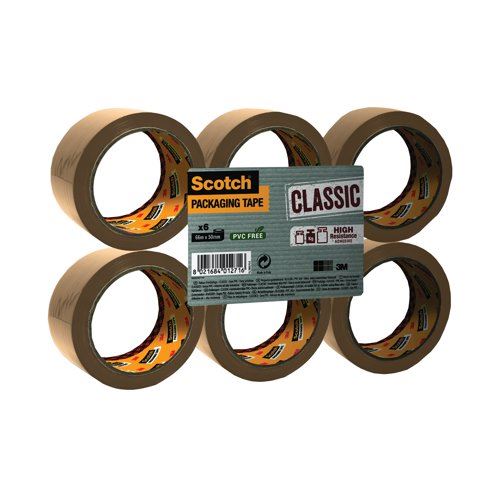 Scotch Buff Packaging Tape Polypropylene 50mmx66m (Pack of 6) C5066SF6