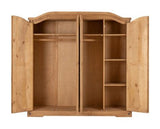 Corona 4 Door Wardrobe - Distressed Waxed Pine