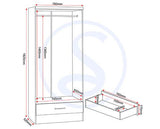 NEVADA MIRRORED 2 DOOR WARDROBE - 3D EFFECT GREY