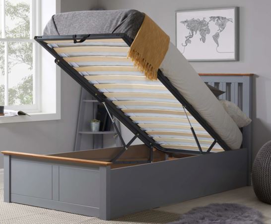 Phoenix Single Ottoman Bed - Stone Grey