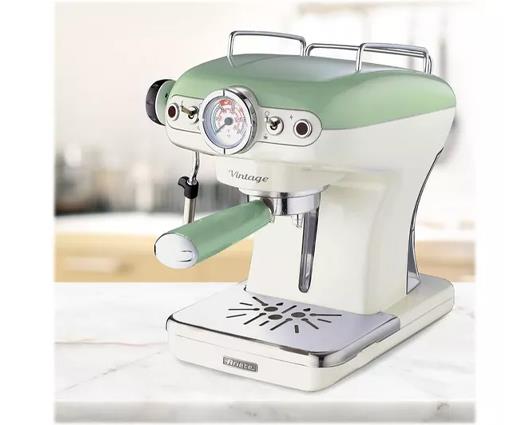Ariete Manual Vintage Espresso Coffee Machine with Milk Frother - Green