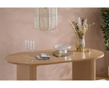 Axel Oval Fluted Dining Table with 4 Fabric Chairs - Oak