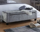 Verona ottoman bench grey crushed velvet