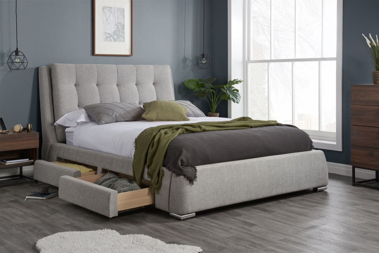 Mayfair King Bed with Drawers - Grey