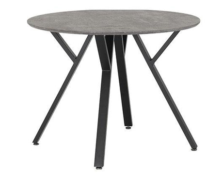 ATHENS ROUND & AVERY DINING SET (X4 CHAIRS) - CONCRETE/GREY VELVET