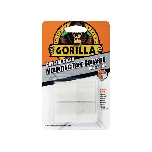 Gorilla Mounting Tape Squares Clear (24 Pack) 3044111