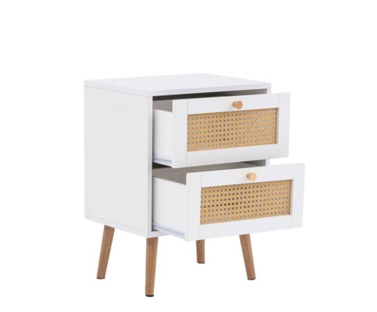 Croxley 2 Drawer Rattan Bedside White